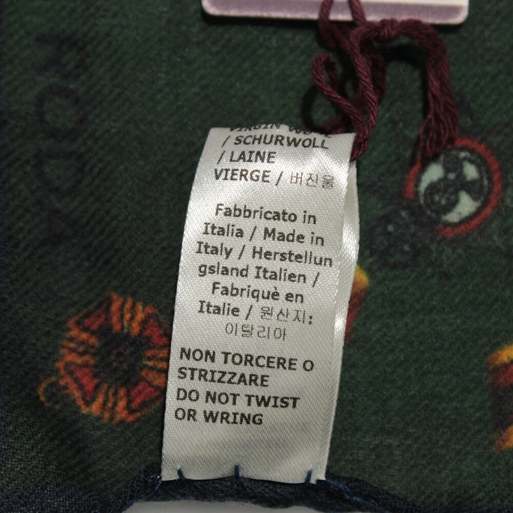 Roda NWT 100% Wool Pocket Square In Green w/ Red, Yellow & Green Medals - Picture 6 of 7